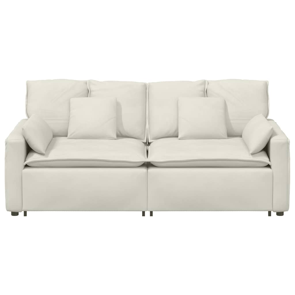 Sofá modular com almofadas creme