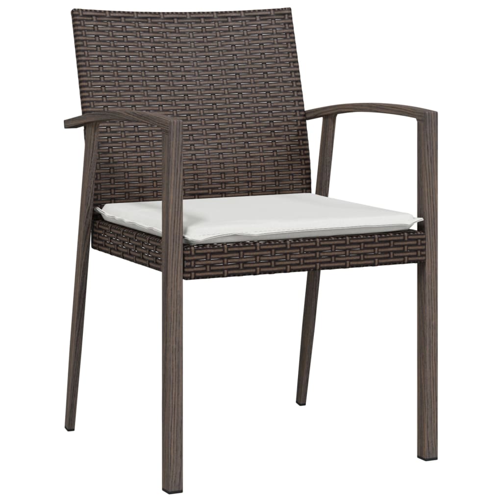 Cadeiras jardim + almofadões 6pcs 56,5x57x83cm vime PE castanho