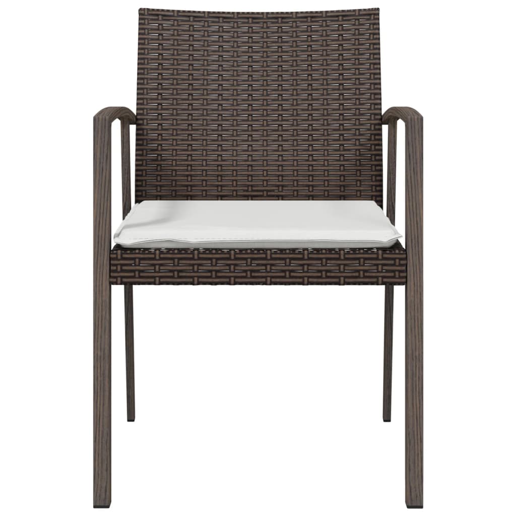 Cadeiras jardim + almofadões 6pcs 56,5x57x83cm vime PE castanho