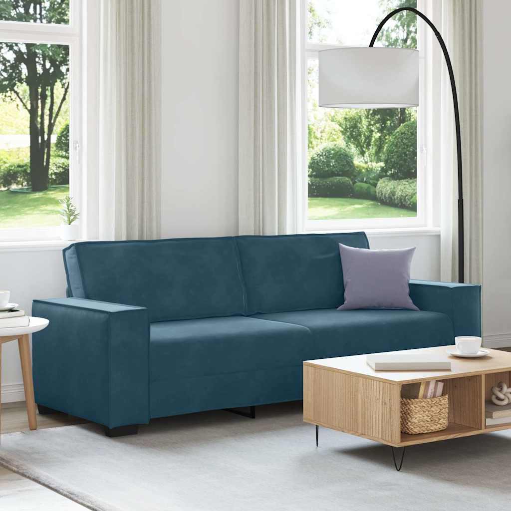 Sofá de 3 lugares 220x78x84 cm veludo azul