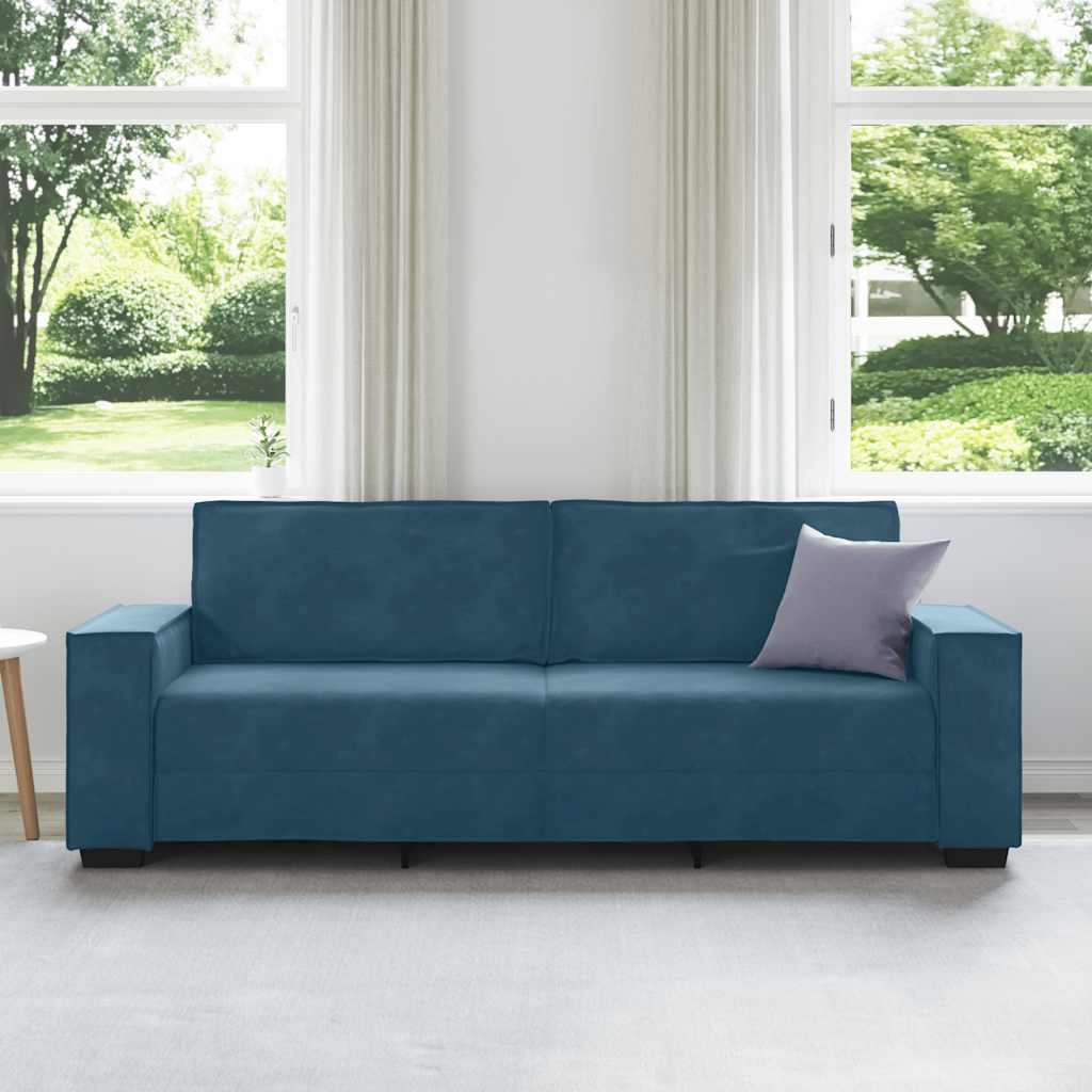 Sofá de 3 lugares 220x78x84 cm veludo azul