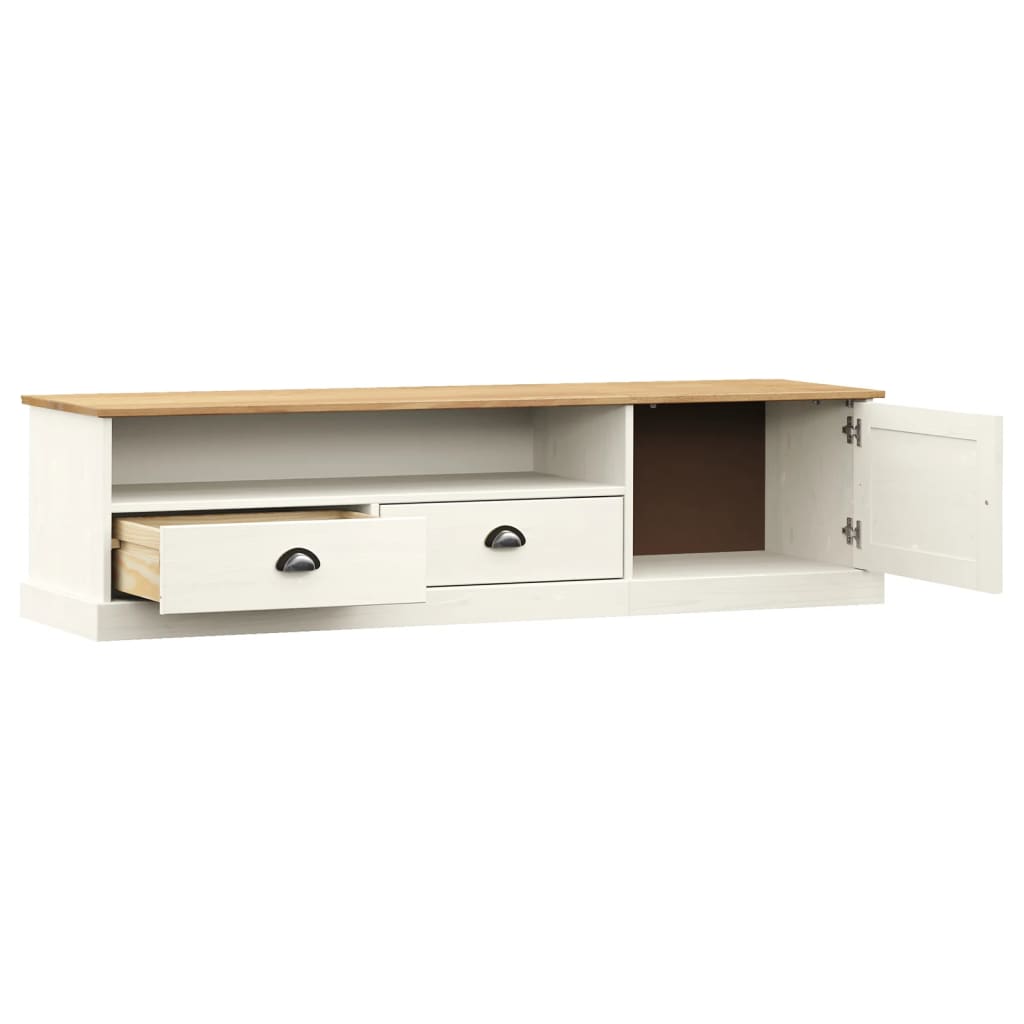 Móvel de TV vigo 156x40x40 cm madeira de pinho maciça branco