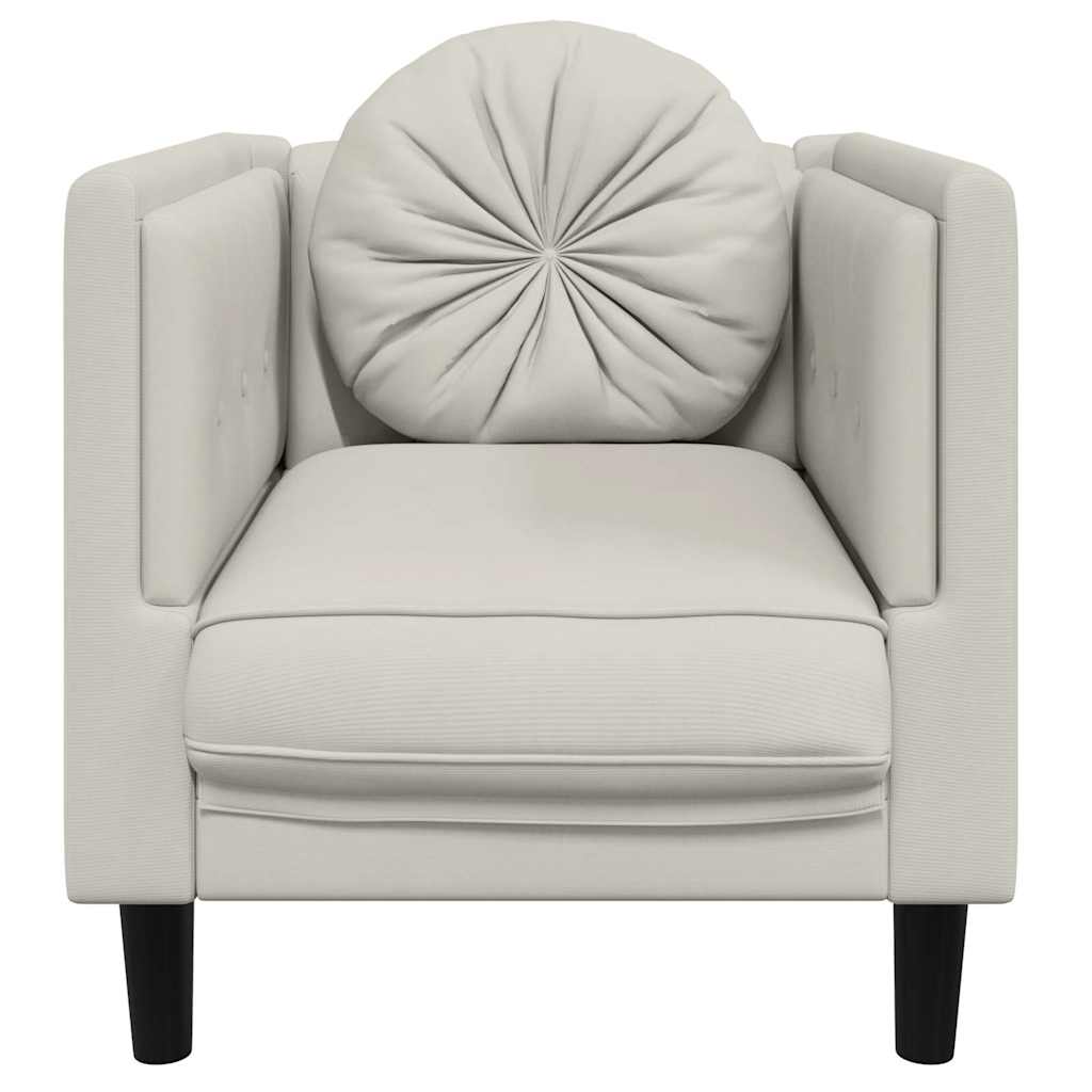 Poltrona com almofadão veludo cor creme