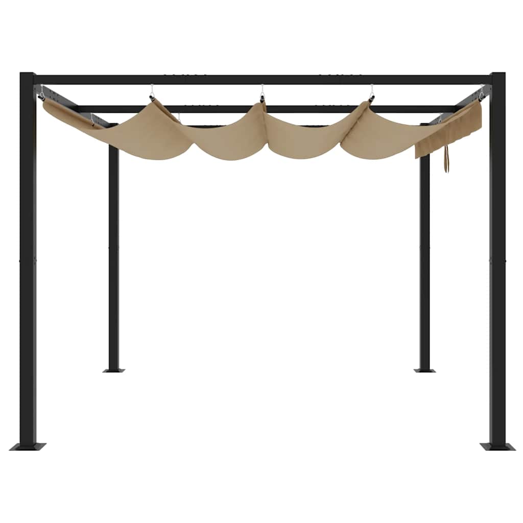 Gazebo de jardim com teto retrátil 3x3 m aço cinza