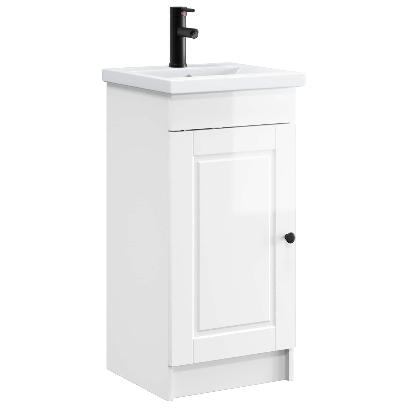 Gabinete de banheiro com pia branco brilhante 42 x 40 x 84,5 cm