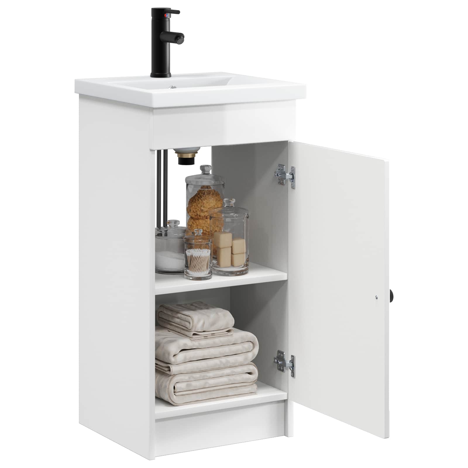 Gabinete de banheiro com pia branco brilhante 42 x 40 x 84,5 cm