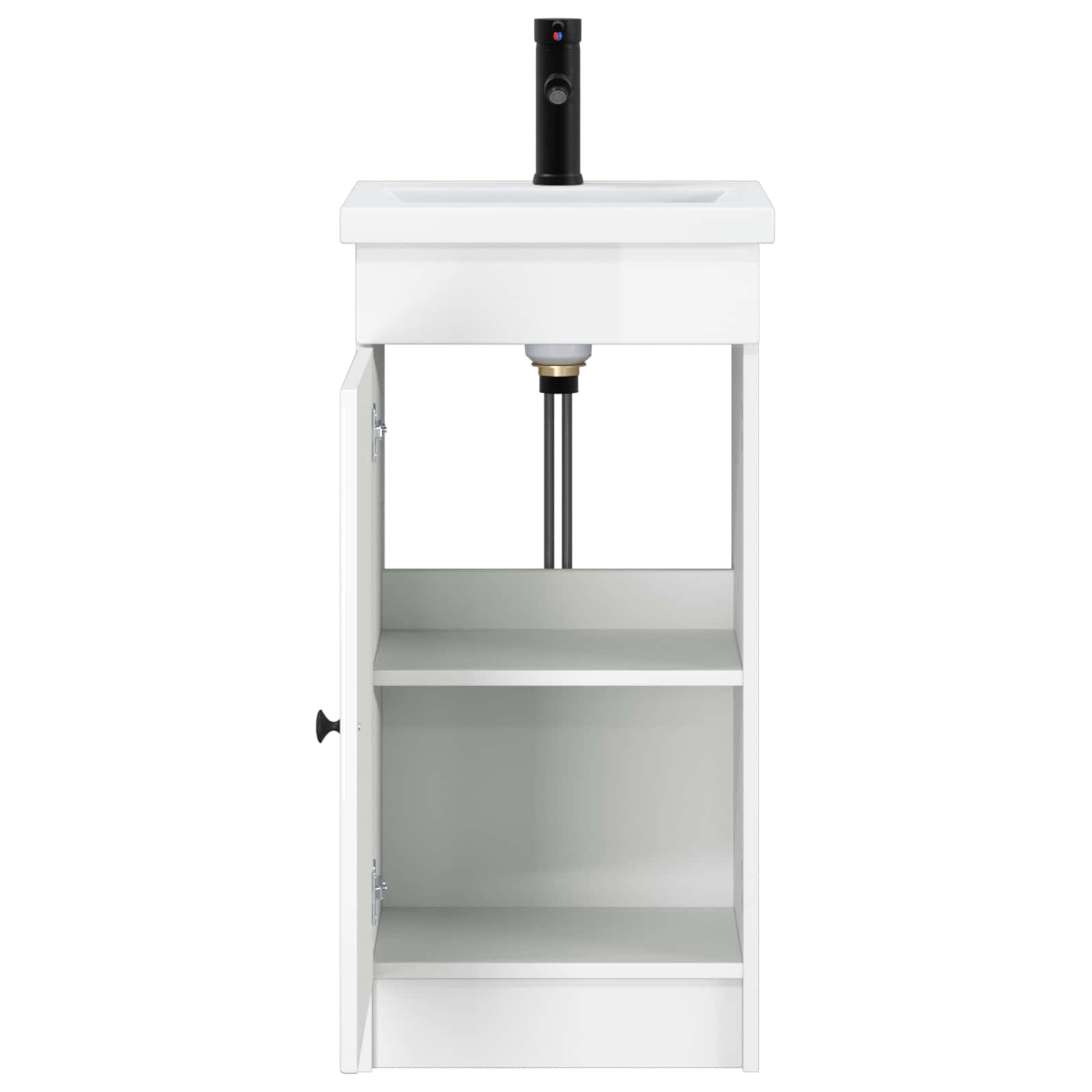Gabinete de banheiro com pia branco brilhante 42 x 40 x 84,5 cm
