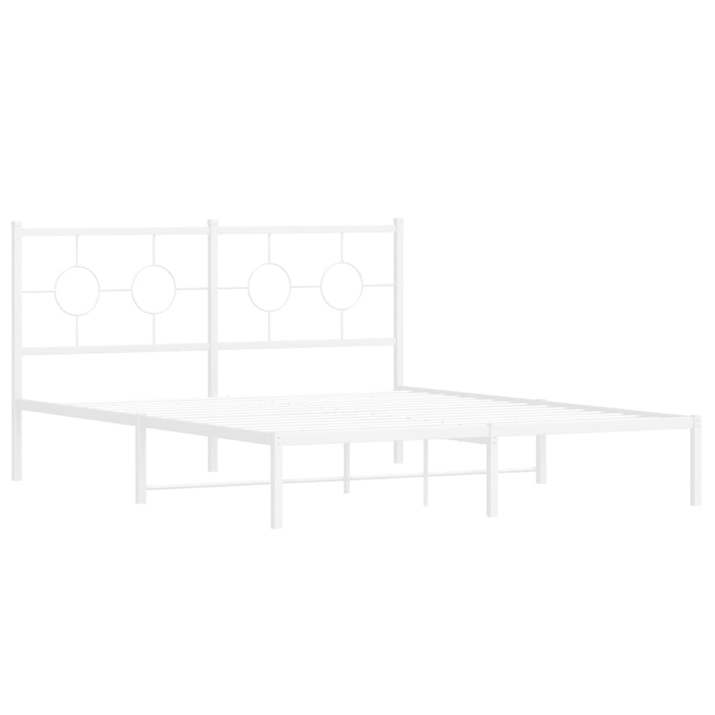 Estrutura de cama com cabeceira 160x200 cm metal branco