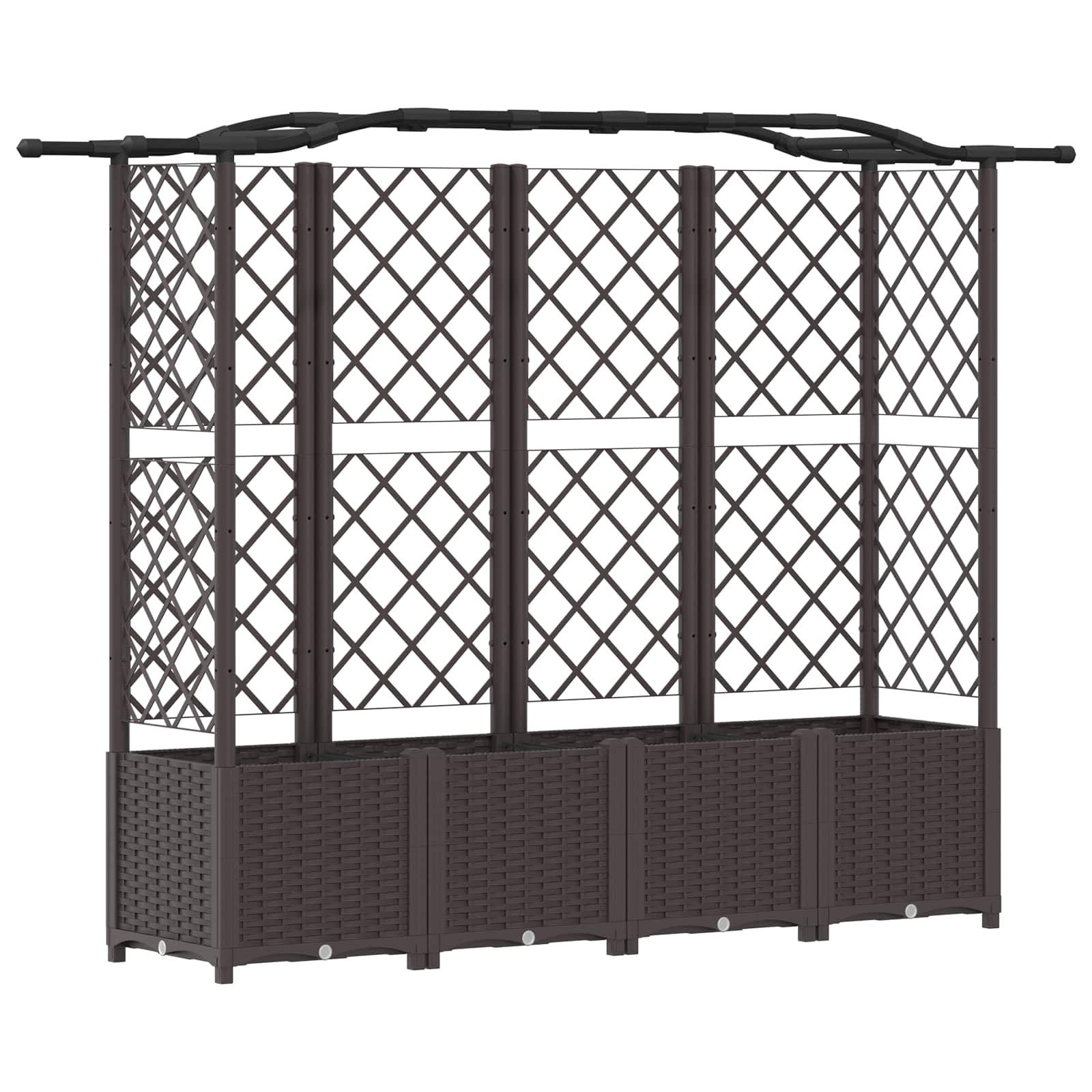 Cama elevada com treliça e telhado castanho 204 x 40 x 138 cm