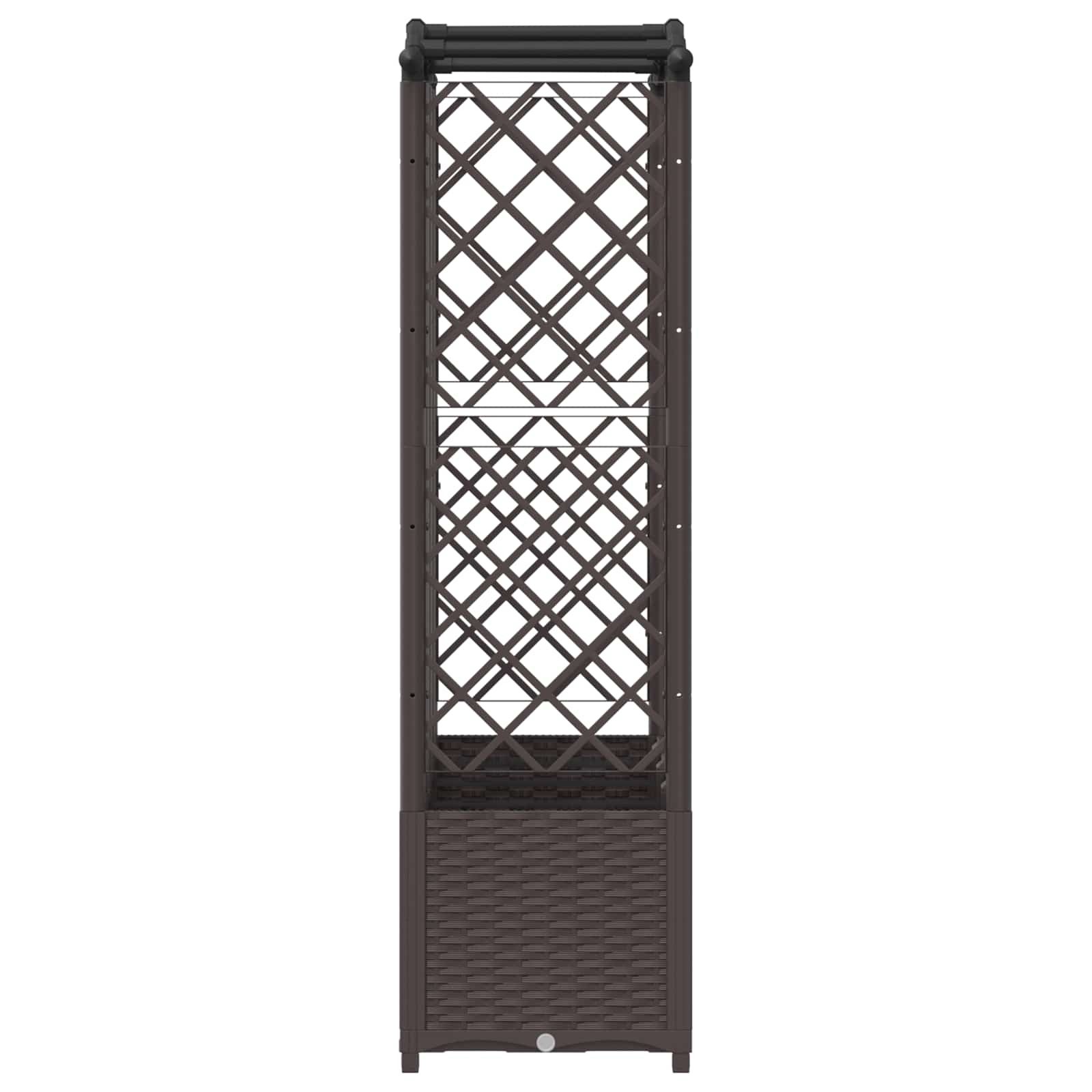 Cama elevada com treliça e telhado castanho 204 x 40 x 138 cm