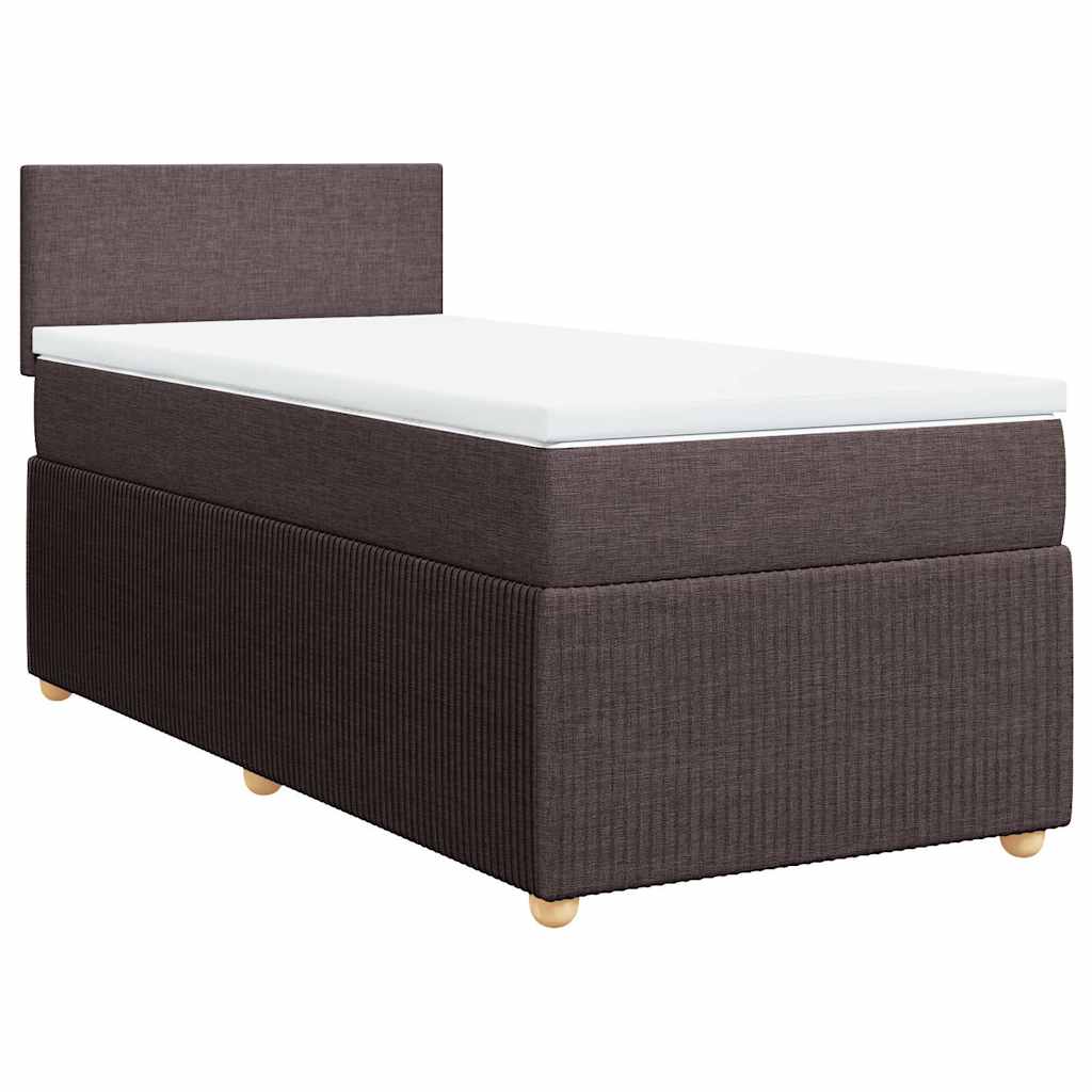 Cama com molas/colchão 90x200 cm tecido castanho-escuro