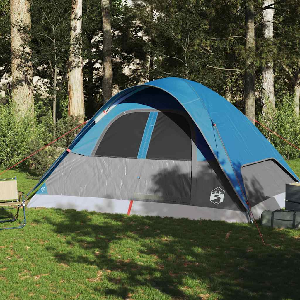 Tenda familiar em cúpula para 6 pessoas impermeável azul