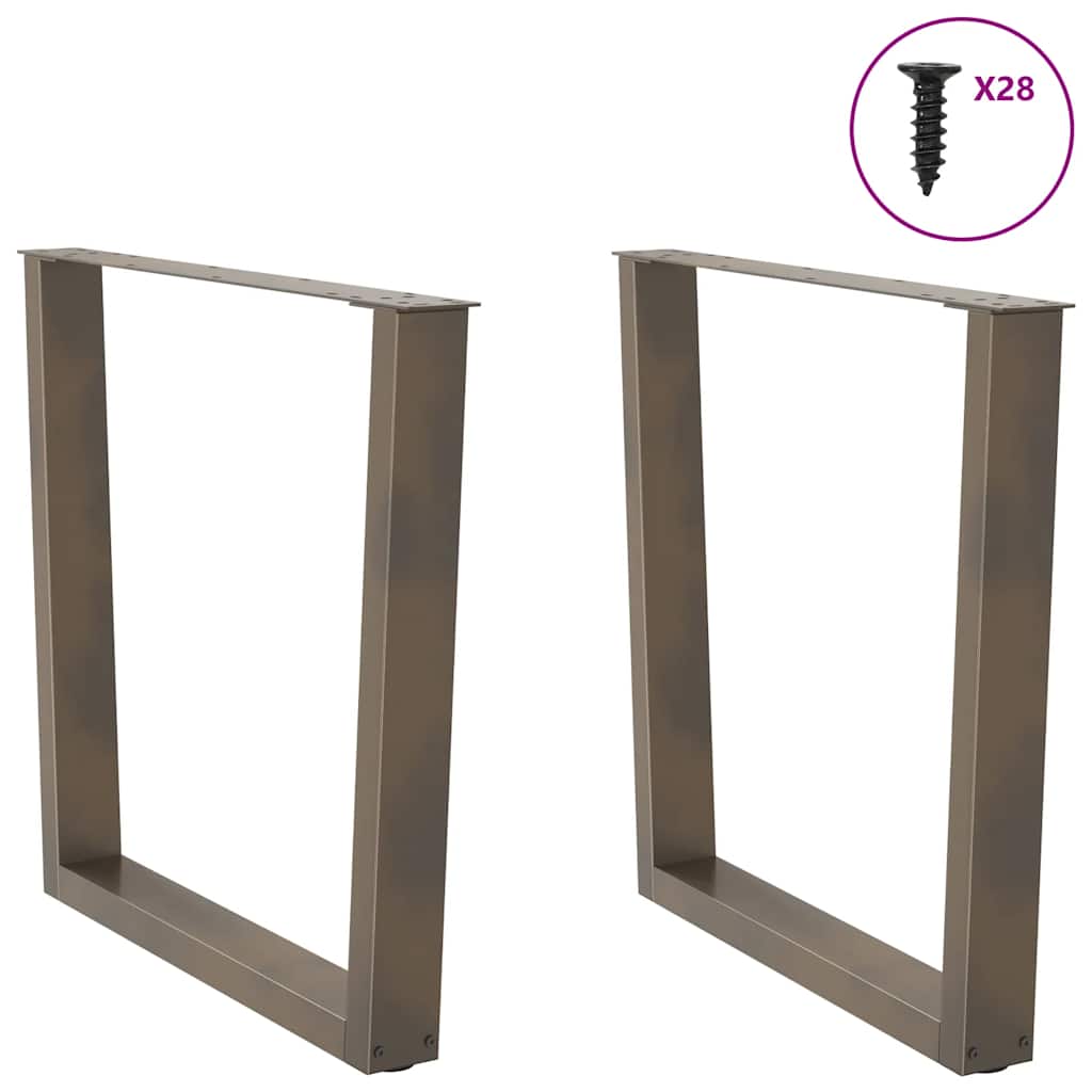 Pés para mesa de jantar em formato de v, 2 peças, aço natural, 80x(72-73,3) cm, aço