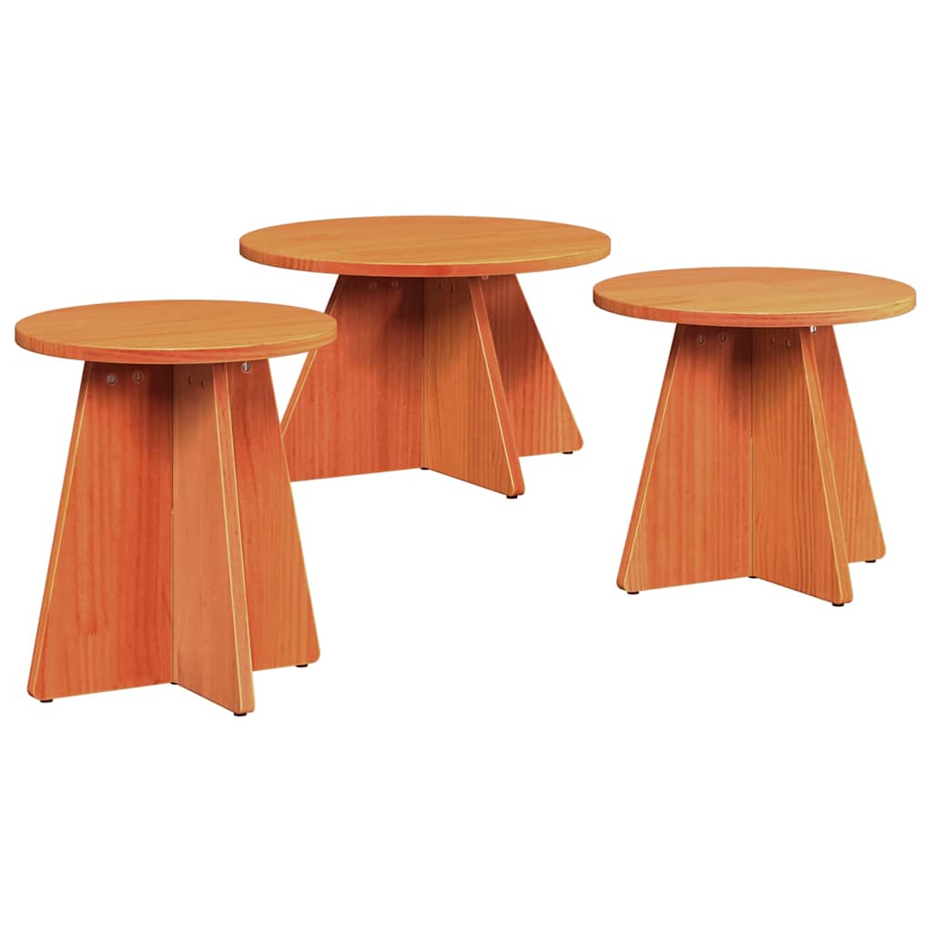 Mesa de centro 3 unid. marrom cera 49 x 49 x 30 cm