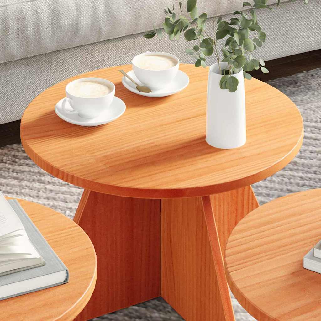 Mesa de centro 3 unid. marrom cera 49 x 49 x 30 cm
