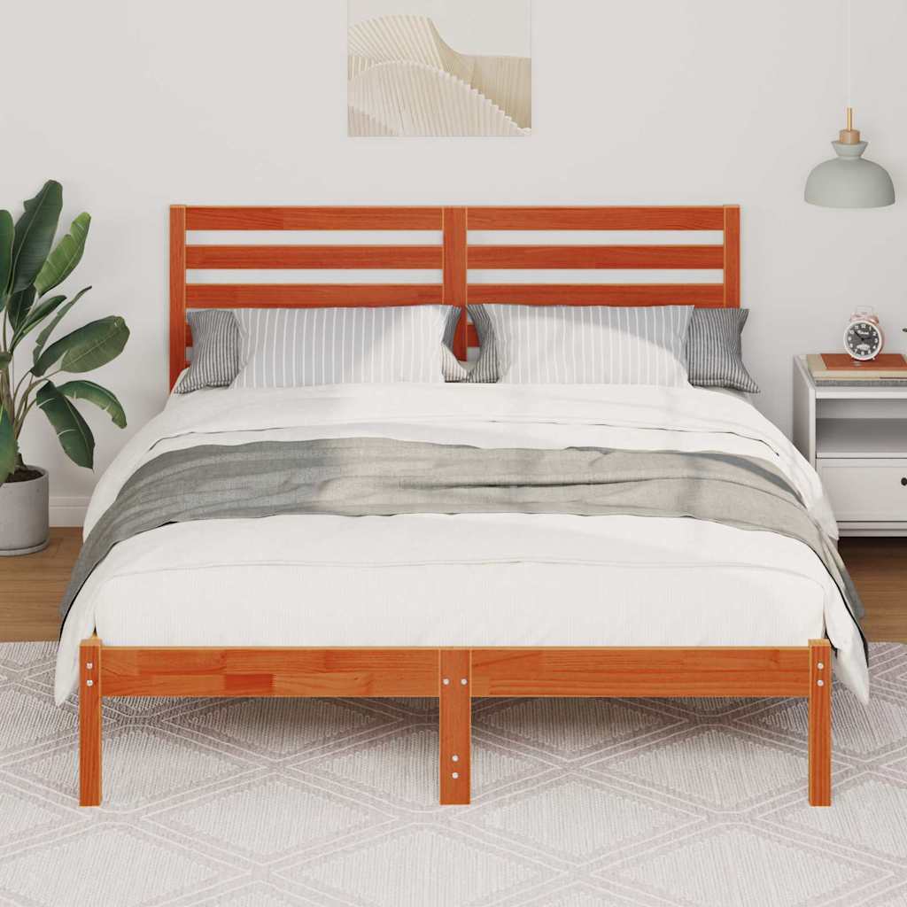 Estrutura da cama com cabeceira marrom cera 135 x 190 cm