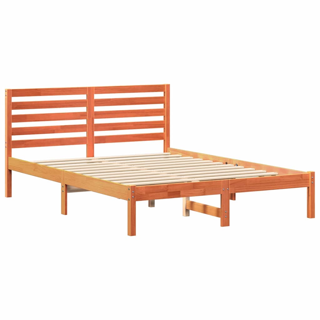 Estrutura da cama com cabeceira marrom cera 135 x 190 cm