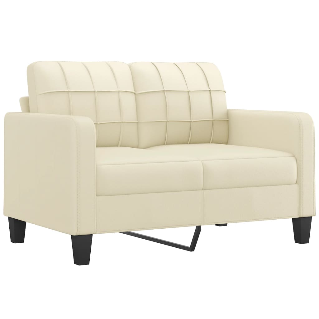 3 Pcs conjunto sofás c/ almofadões couro artificial cor creme