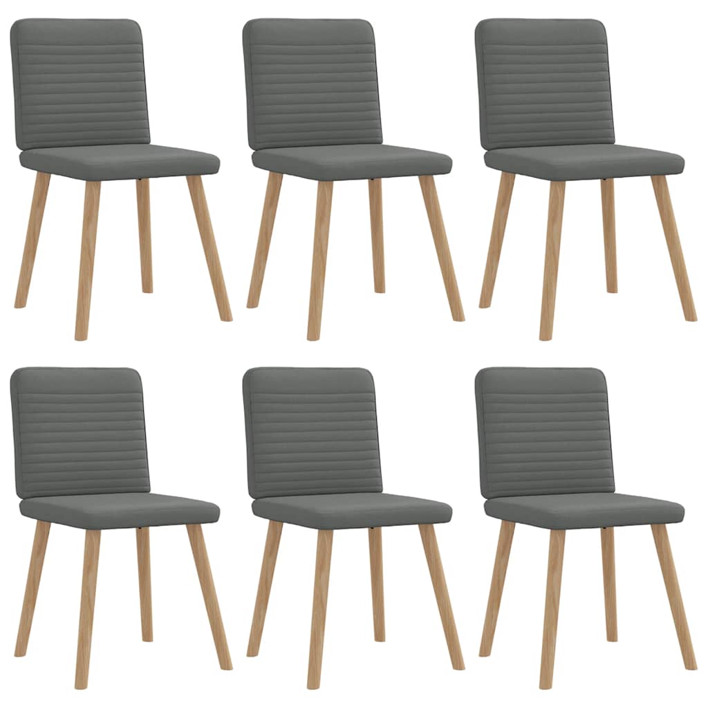 Cadeiras de jantar 6 pcs tecido cinzento-escuro