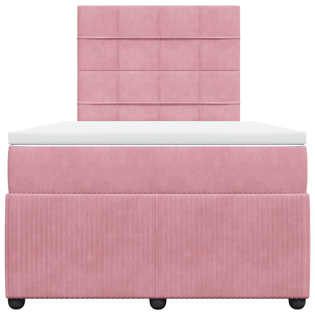 Cama boxspring com colchão 120x200 cm veludo rosa