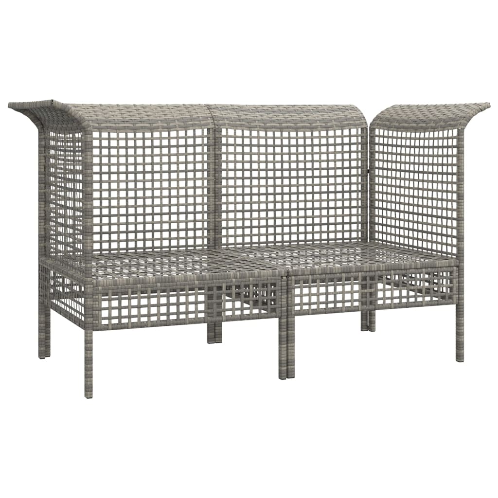 Sofás de canto p/ jardim c/ almofadões 2 pcs vime PE cinzento