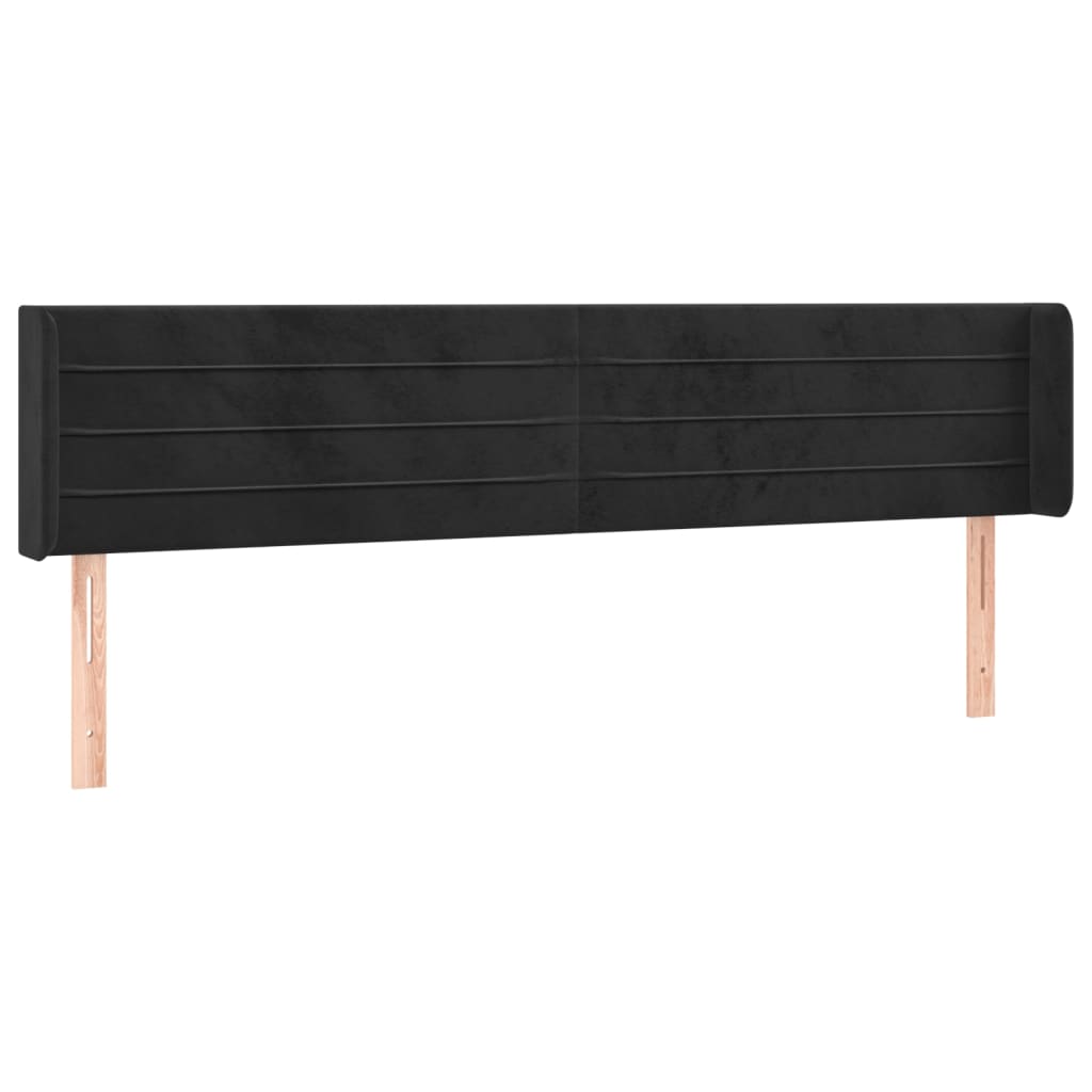 Cabeceira de cama c/ luzes LED veludo 163x16x78/88 cm preto