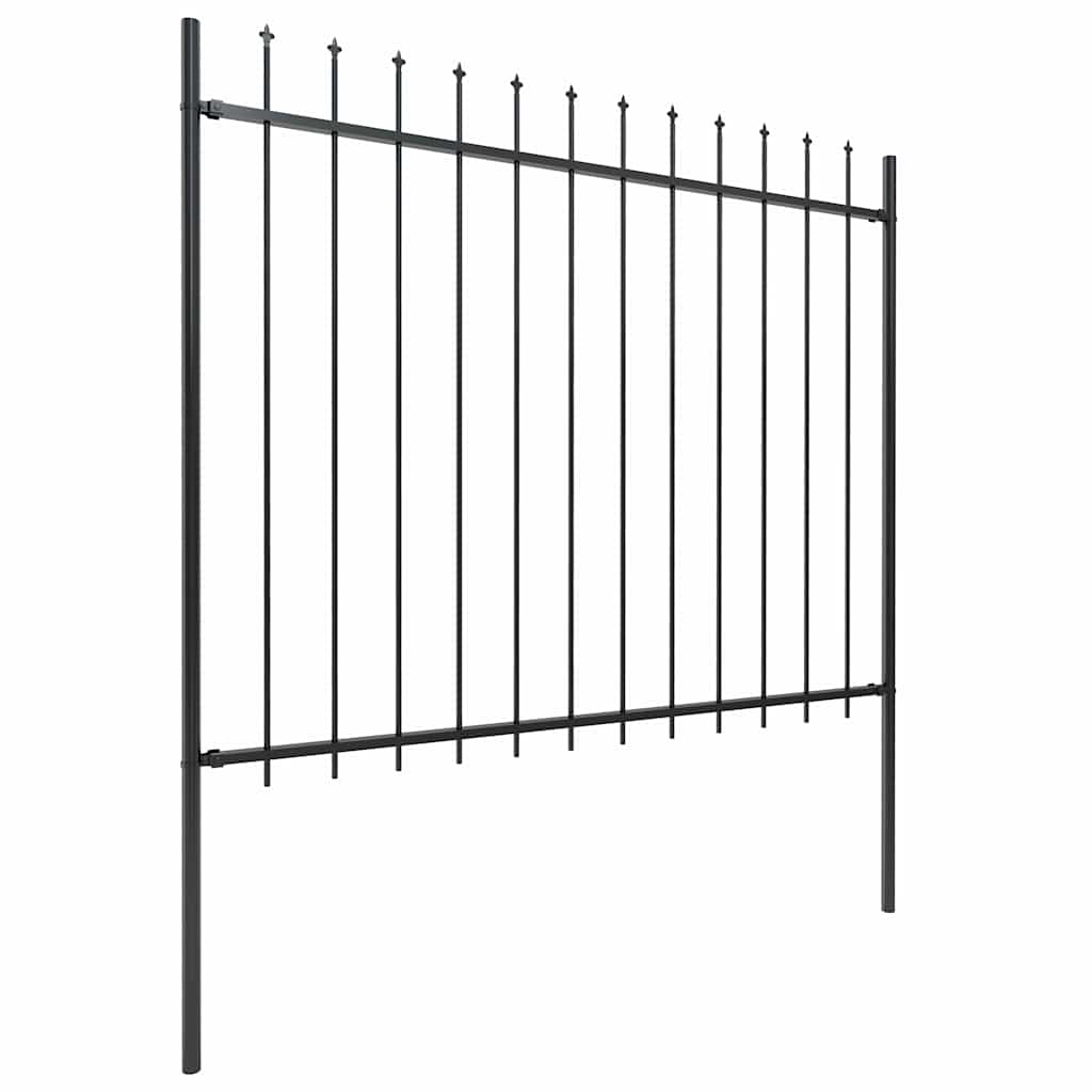 Cerca de jardim com topo em forma de lança em aço 337x150 cm, preta