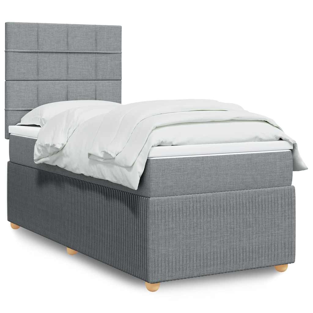 Cama com molas/colchão 100x200 cm tecido cinzento-claro