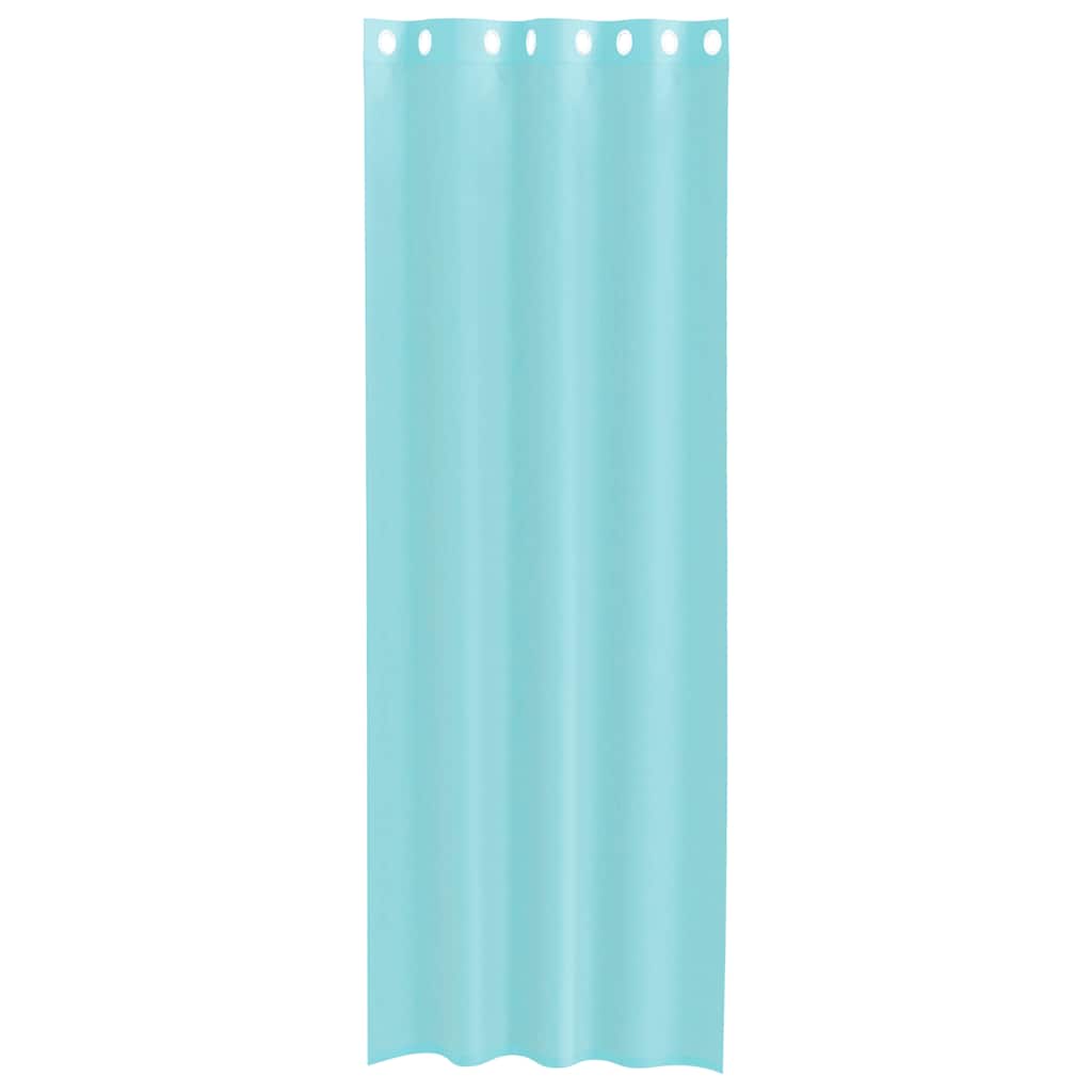 Cortinas de voile com ilhós 2 pcs turquesa