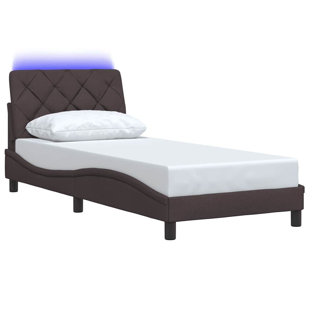Estrutura de cama com LED sem colchão 90x190 cm tecido