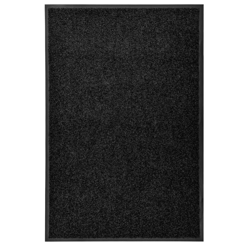 Tapete de porta lavável 60x90 cm preto