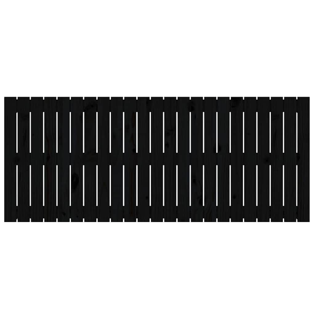 Cabeceira de parede 147x3x60 cm madeira de pinho maciça preto