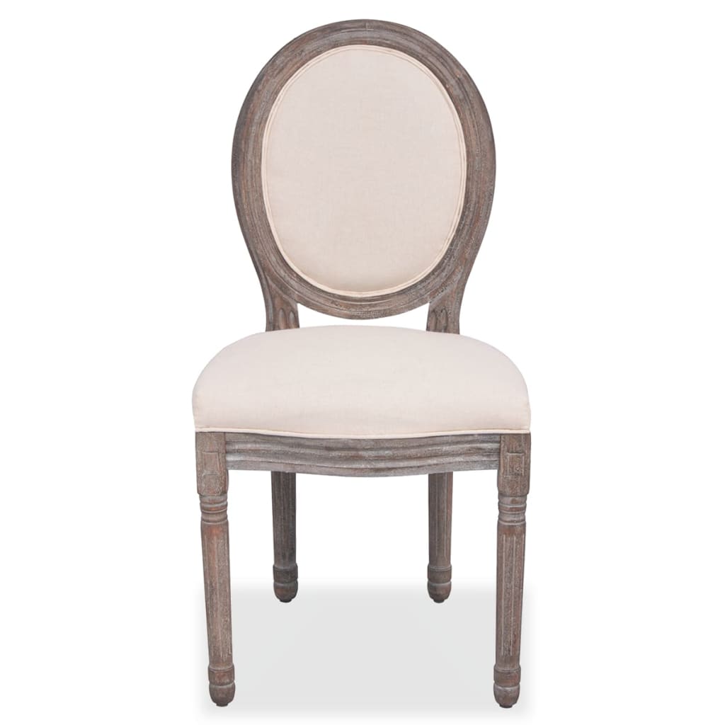 Cadeiras de jantar 6 pcs tecido cor creme