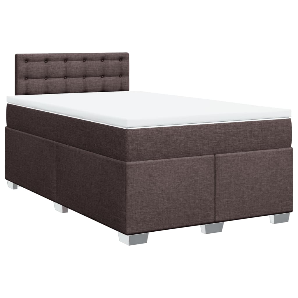 Cama boxspring com colchão 120x190 cm tecido castanho-escuro