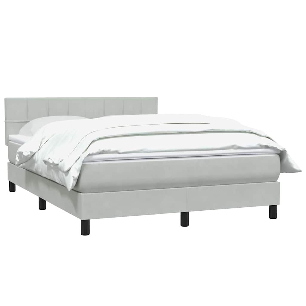 Cama com molas/colchão 160x210 cm veludo cinzento-claro