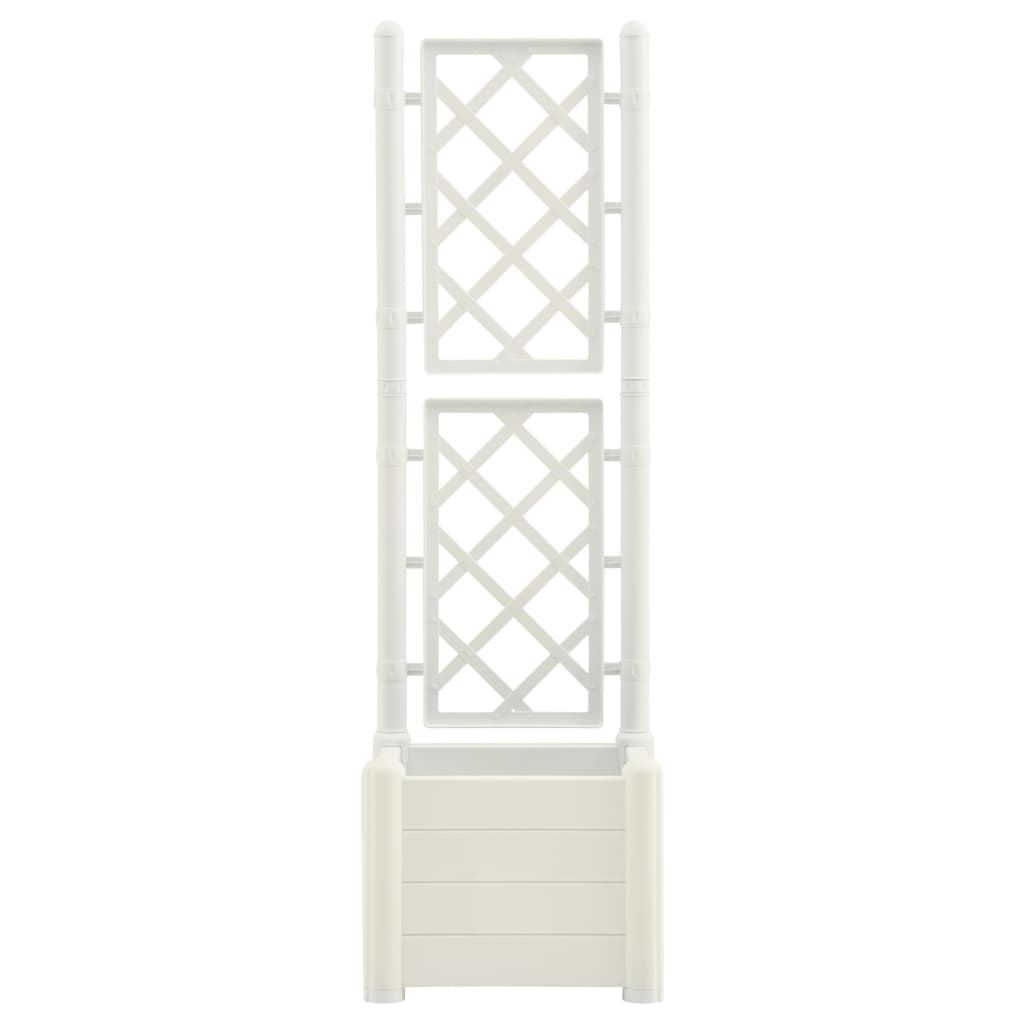 Vaso/floreira de jardim com treliça 43x43x142 cm PP branco