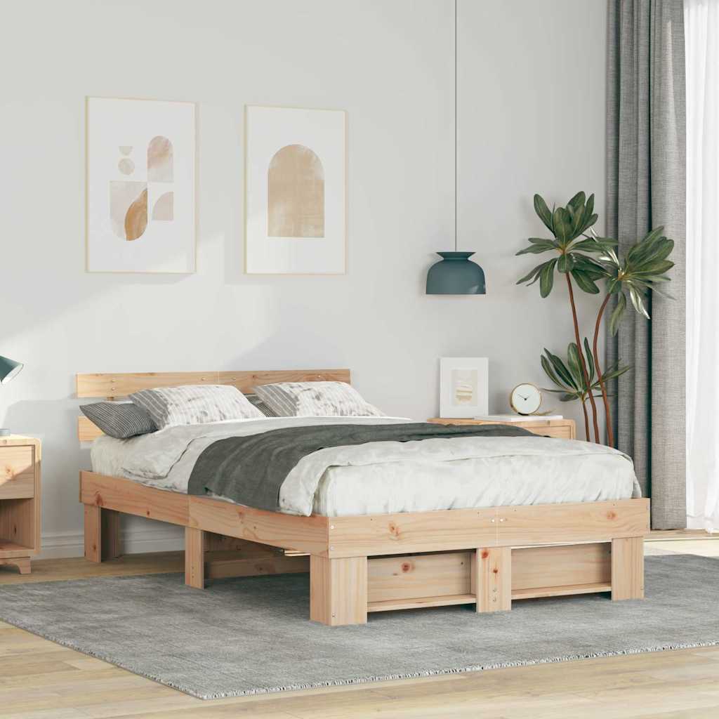 Estrutura da cama com cabeceira castanho 135 x 190 cm