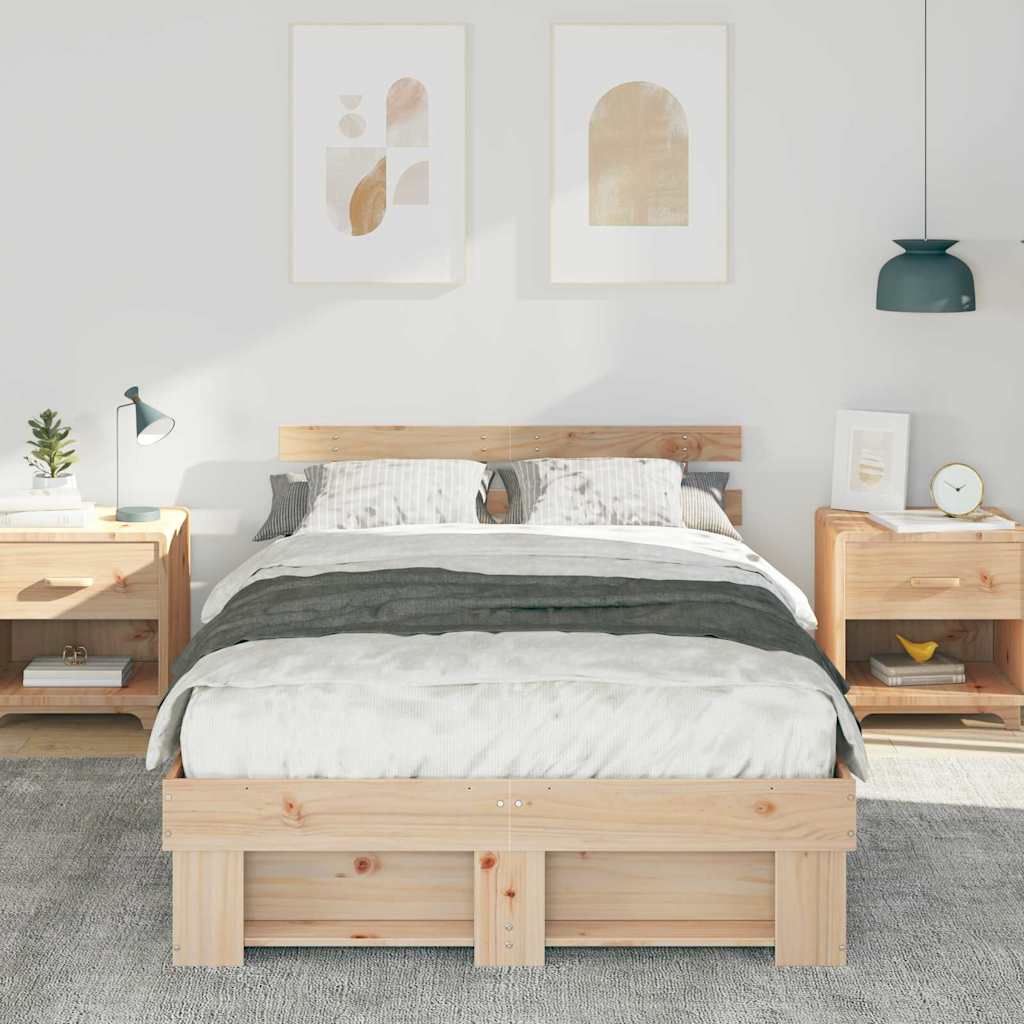 Estrutura da cama com cabeceira castanho 135 x 190 cm