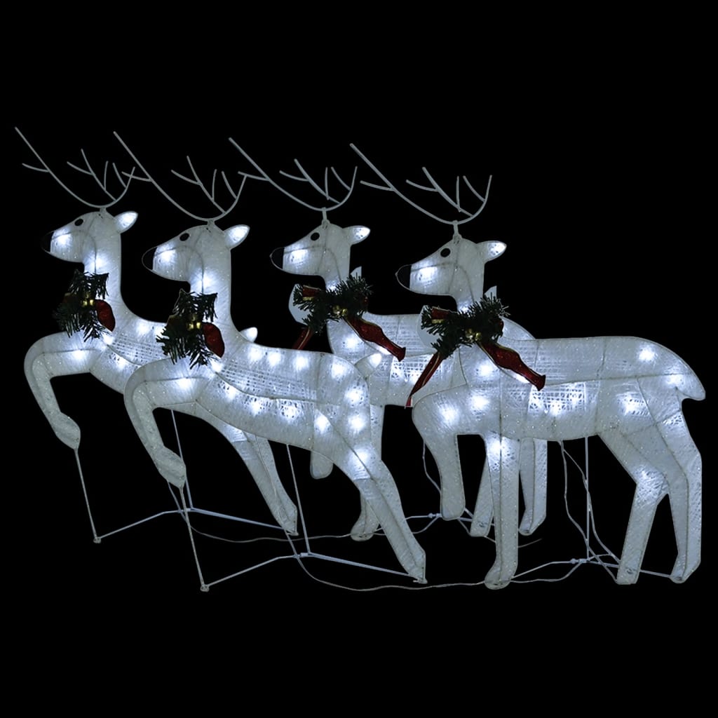 Renas de natal 4 pcs 80 luzes LED branco