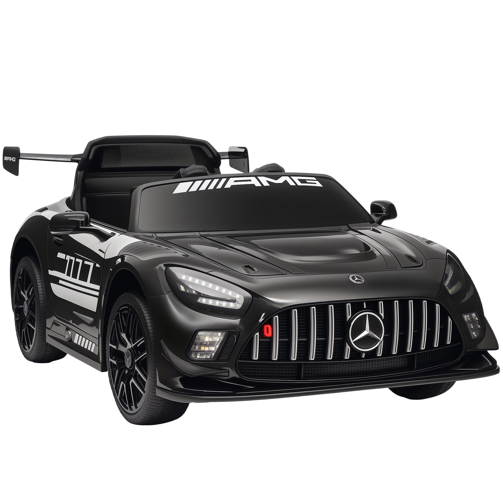 Carro elétrico para crianças mercedes-amg gt3 evo12v com controlo remoto 2,4g e motor duplo 115x66x44 cm preto