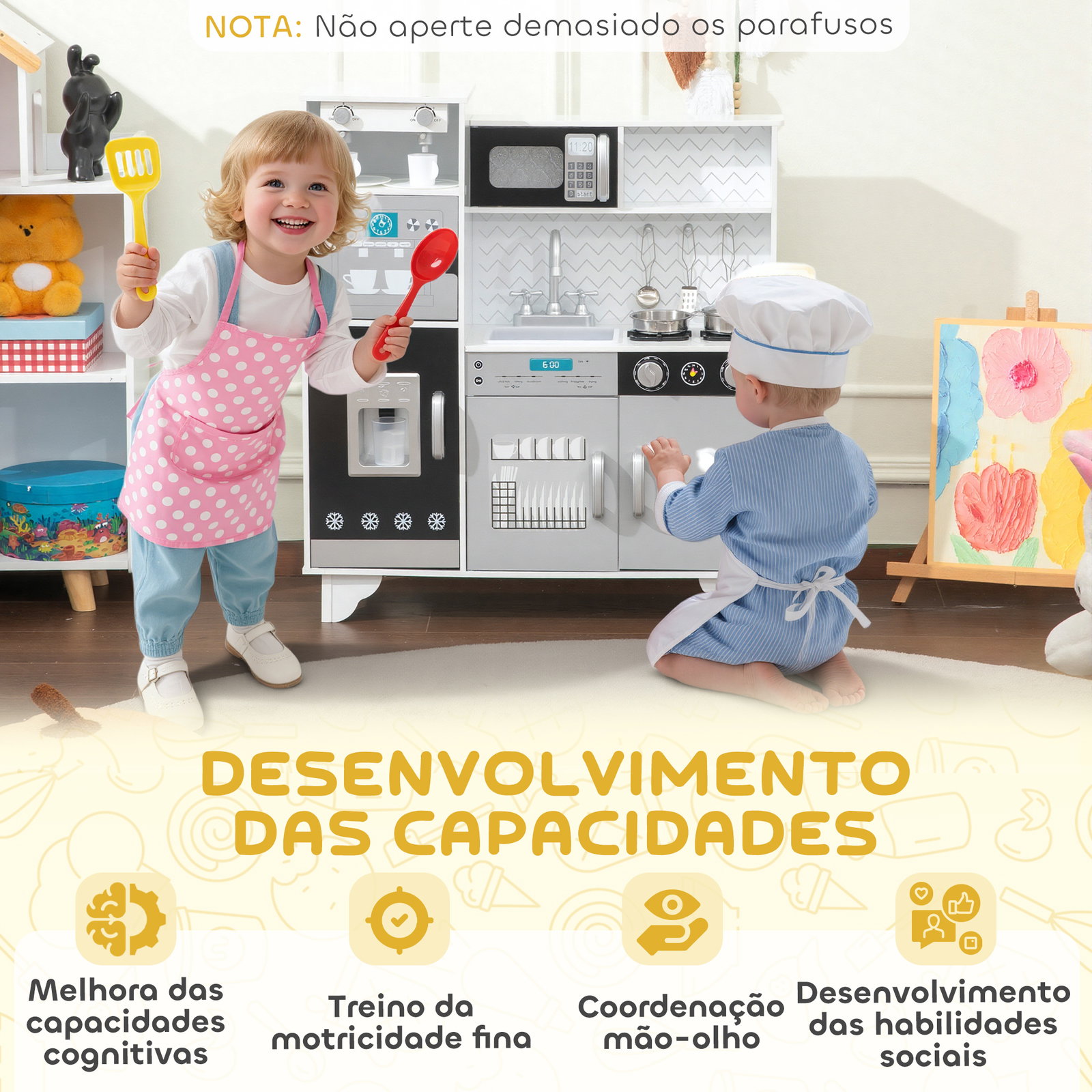 Cozinha de madeira com som acessórios em aço inoxidável micro-ondas, máquina de gelo cafeteira, máquina de lavar loiça 79,5x24x83,8 cm branco