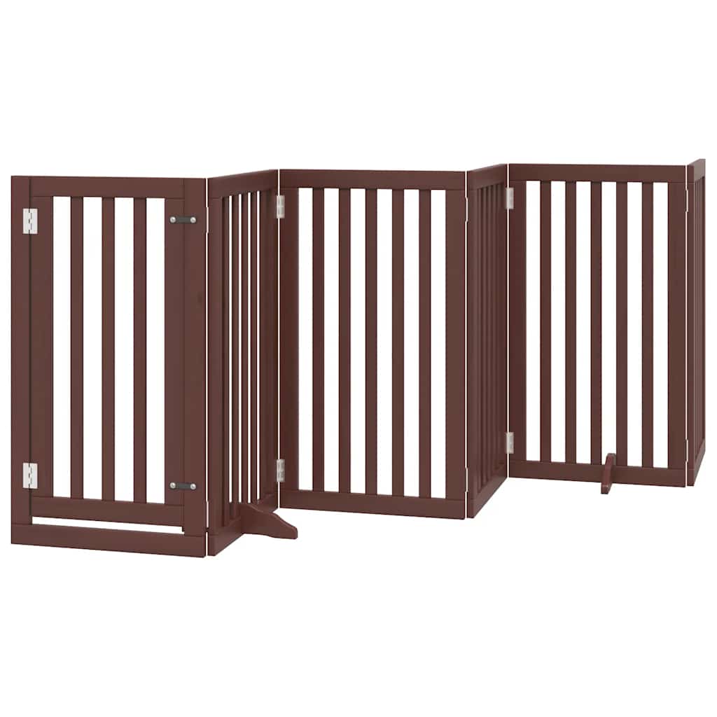Portão p/ cães c/ porta dobrável 9 painéis 450cm álamo castanho