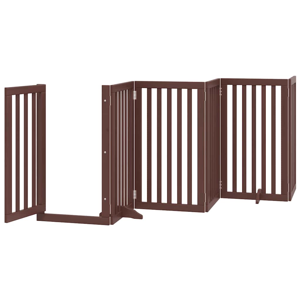 Portão p/ cães c/ porta dobrável 9 painéis 450cm álamo castanho