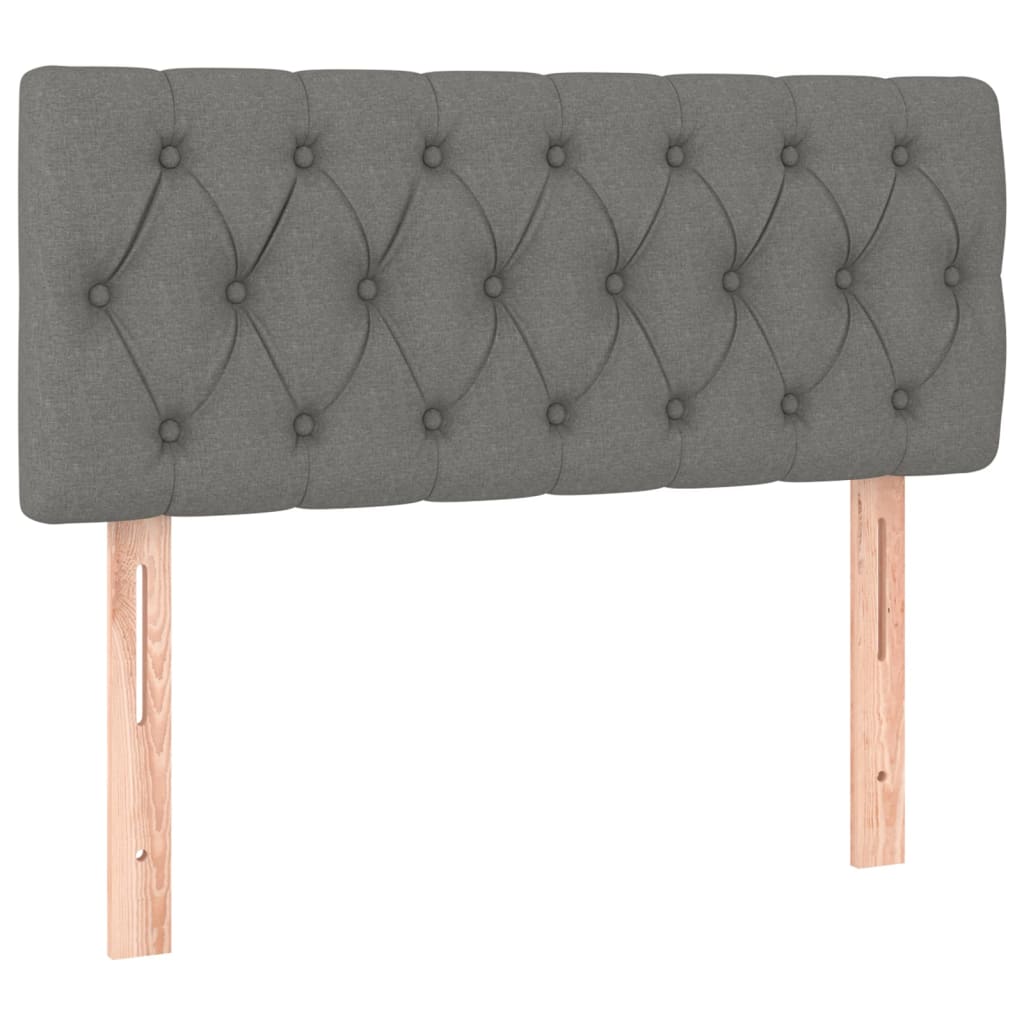 Cabeceira cama c/ luzes LED tecido 100x7x78/88cm cinza-escuro