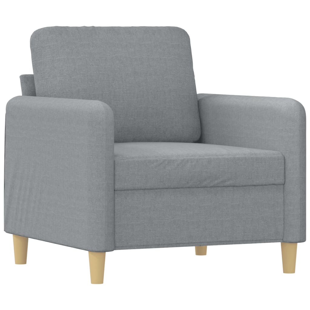 4 Pcs conjunto de sofás com almofadões tecido cinzento-claro