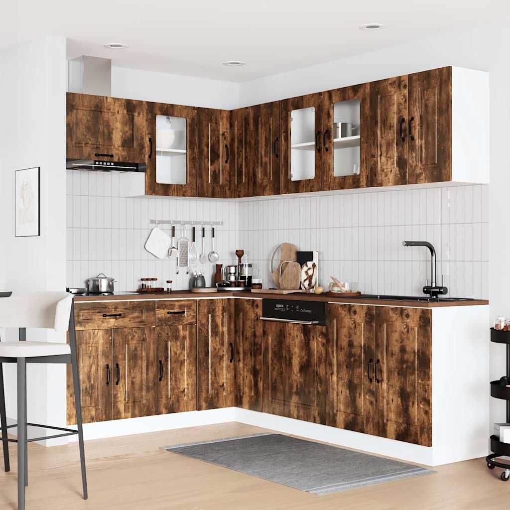 11 Peças armário de cozinha conjunto kalmar carvalho defumado