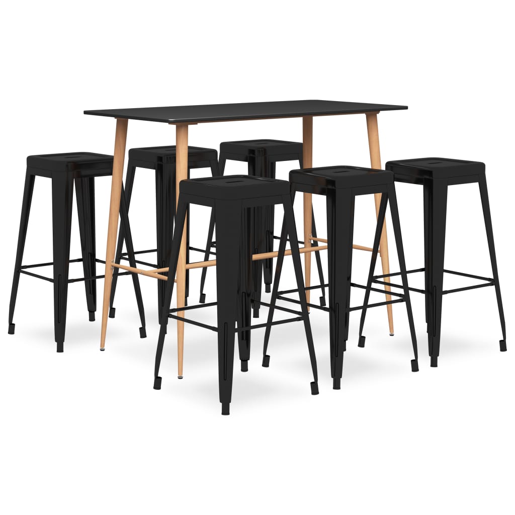 7 Pcs conjunto de bar preto