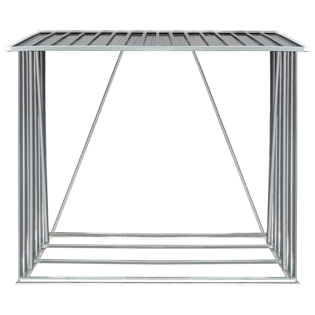 Abrigo p/ arrumação de troncos jardim aço 163x83x154cm cinzento