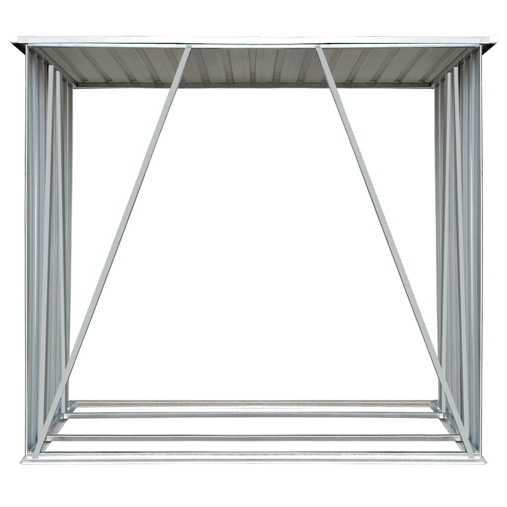 Abrigo p/ arrumação de troncos jardim aço 163x83x154cm cinzento
