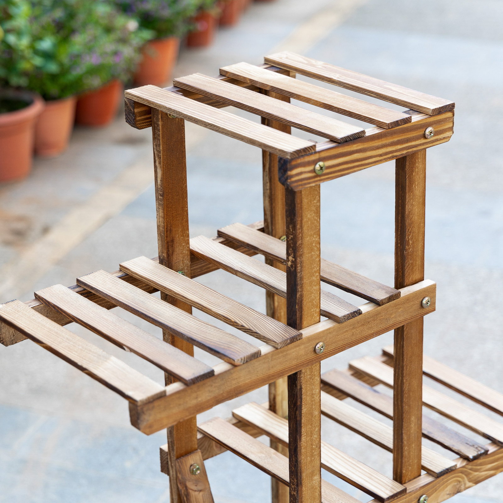 Suporte para Plantas Estante para Plantas de Madeira com 5 Níveis para Interior Exterior 98x28x95 cm Madeira